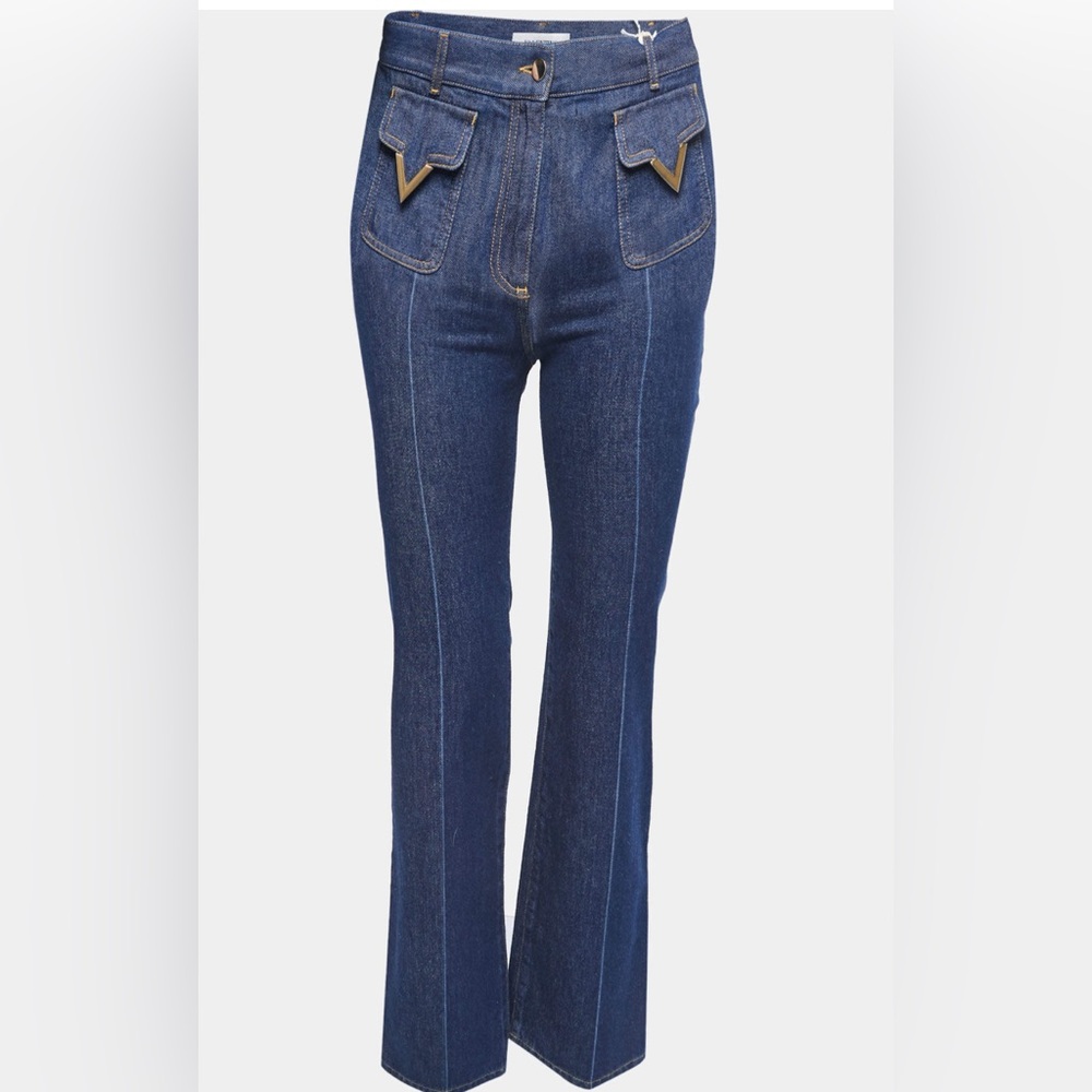 VALENTINO V Gold Logo Denim Jeans Size 24
